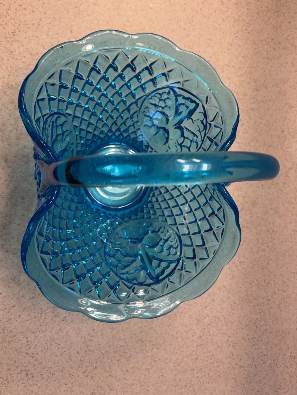 Vintage Fenton Blue Glass Basket Centerpiece - Picture 4 of 15